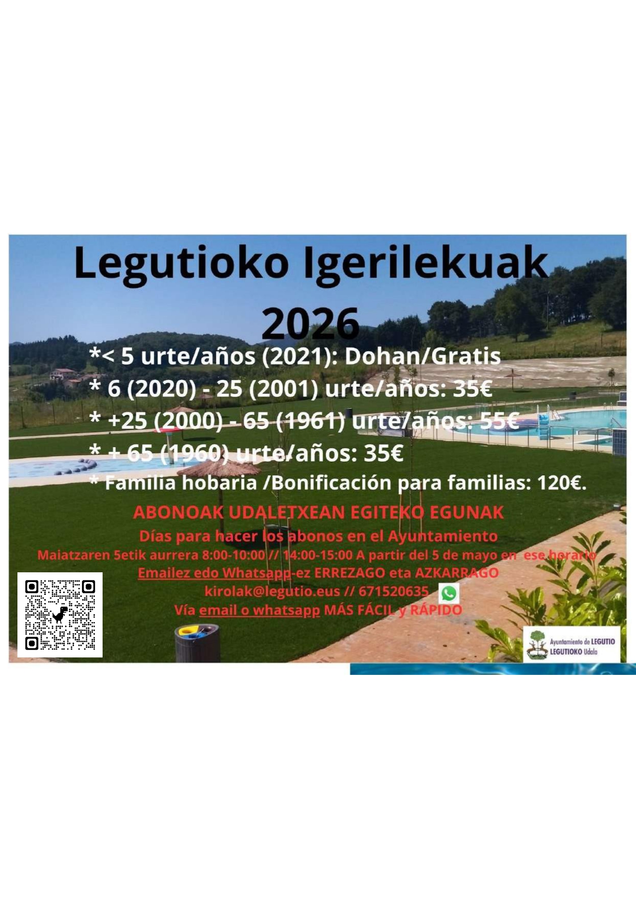 Piscinas 2026. Legutio.