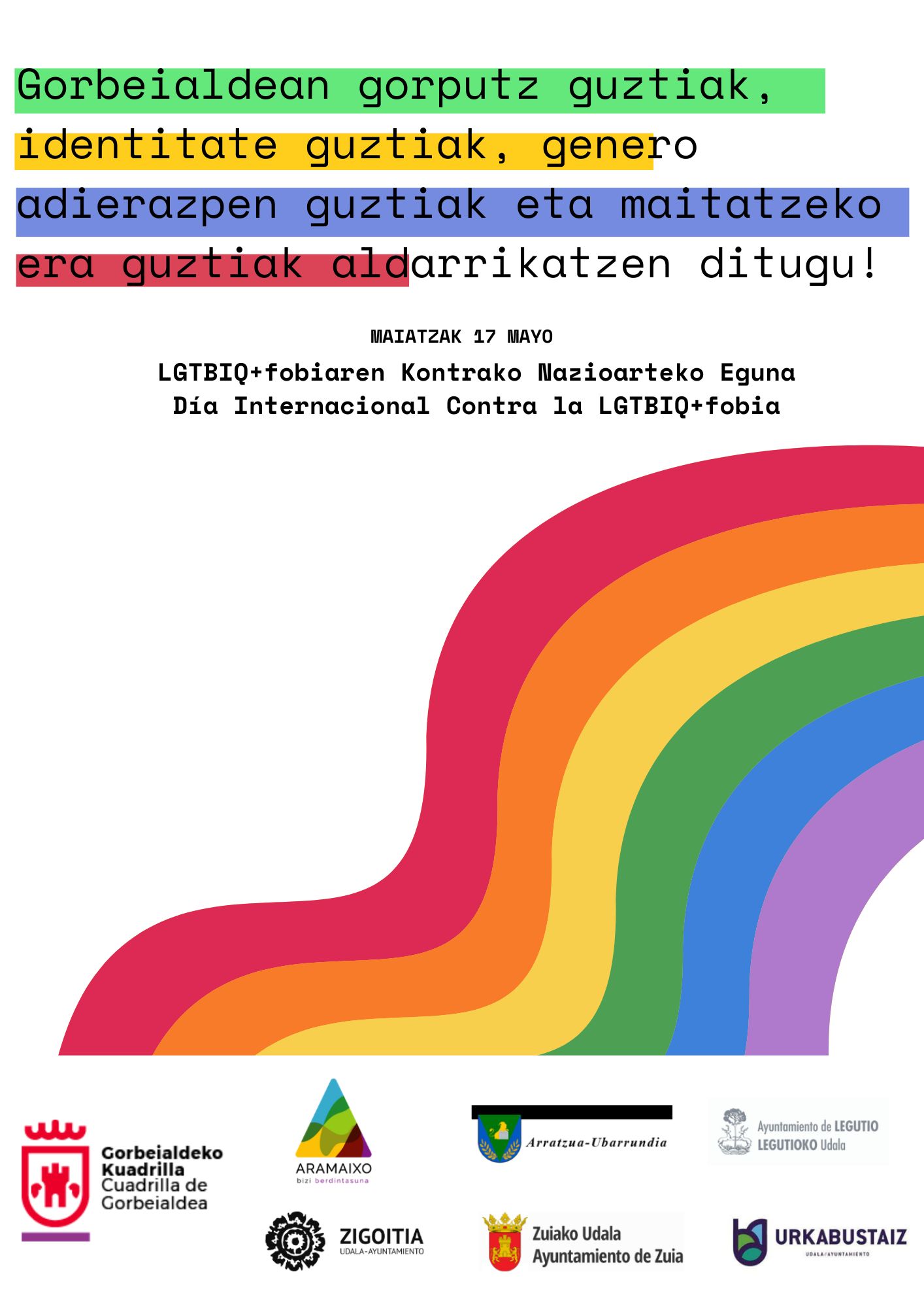 Maiatzaren 17a  "LGTB+fobiaren aurkako eguna"   