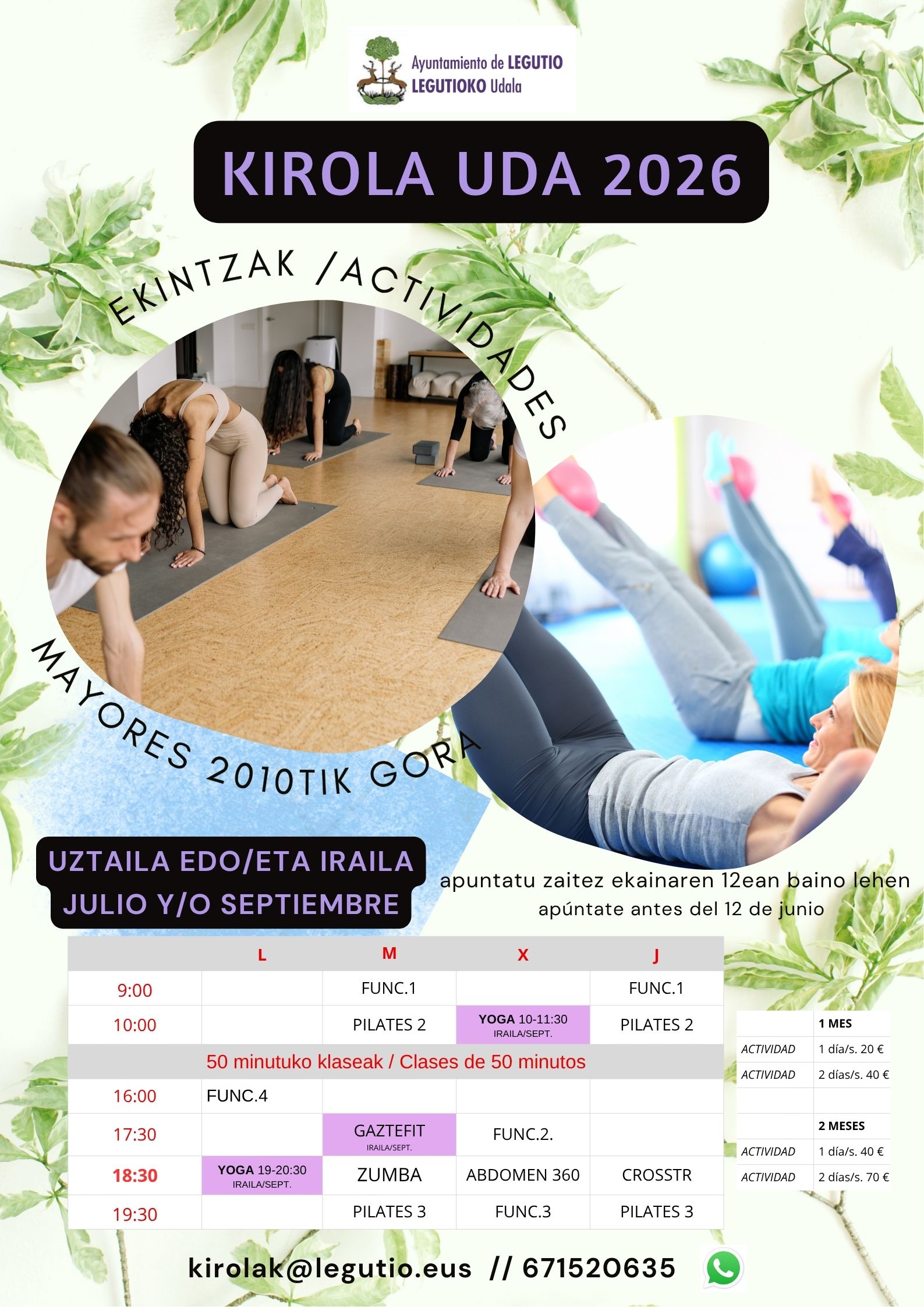 UDA EKINTZAK 2026 ACTIVIDADES VERANO