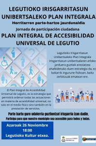 Legutioko irrisgarritasun unibertsaleko plan integrala. Herritarren parte - hartze jaurdunaldia.